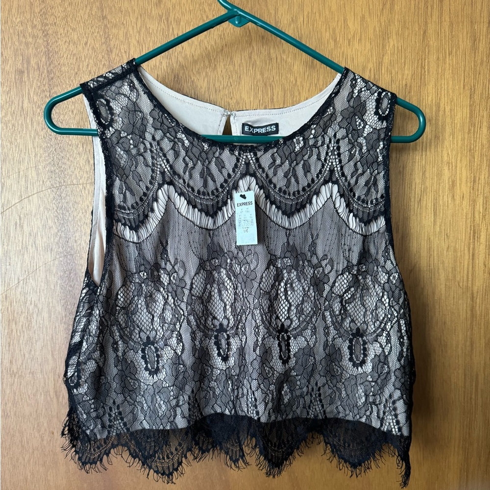 Express Lace Black cropped top